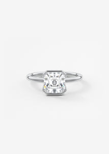 Asscher half bezel engagement ring