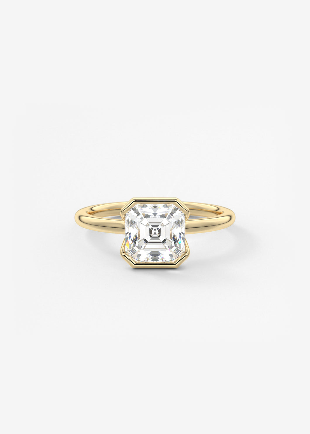 Asscher half bezel engaegment ring