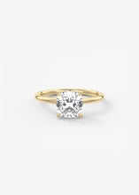 cushion claw prong low profile plunge modern frank darling engagement ring solitaire yellow gold