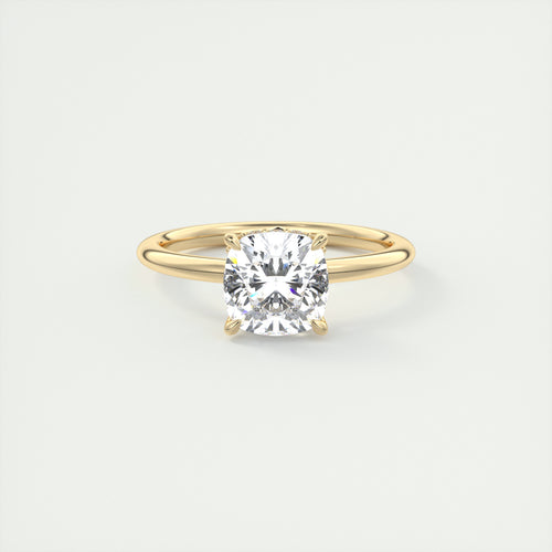 cushion claw prong low profile plunge modern frank darling engagement ring solitaire yellow gold