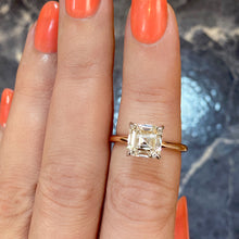 asscher 4 claw prong solitaire classic frank darling engagement ring two tone rose gold platnium