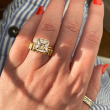 Asscher half bezel engagement ring
