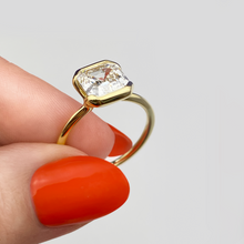 Asscher half bezel engagement ring
