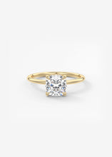 Cushion Hidden Halo Engagement Ring Yellow Gold